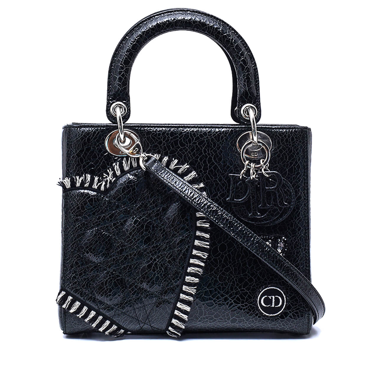 Christian Dior - Black Leather & Tweed Lady Dior •Patchwork Love• Ltd Edt Bag 